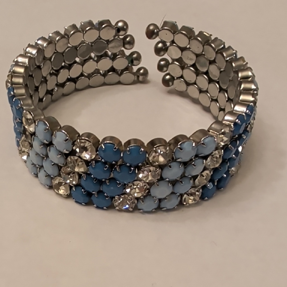 Vintage Blue and Silver Rhinestone Bracelet